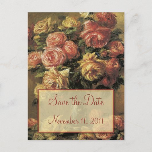 Renoir Rozen bruiloft Save the Date Briefkaart (Voorkant)