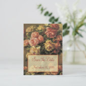 Renoir Rozen bruiloft Save the Date Briefkaart (Staand voorkant)