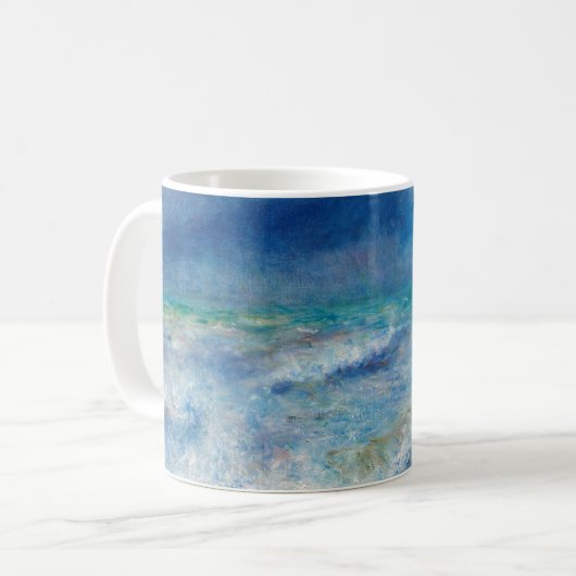 Renoir Seascape. Blauw nautisch impressionisme. Ze Koffiemok (Voorkant links)