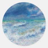 Renoir Seascape. Blauw nautisch impressionisme. Ze Ronde Sticker (Voorkant)