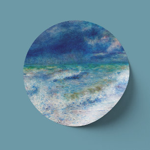 Renoir Seascape. Blauw nautisch impressionisme. Ze Ronde Sticker