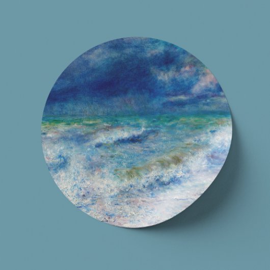 Renoir Seascape. Blauw nautisch impressionisme. Ze Ronde Sticker