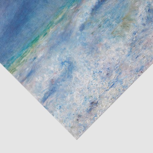 Renoir Seascape. Blauw nautisch impressionisme. Ze Tissuepapier (Detail)