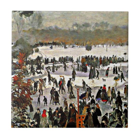 Renoir - Skaters in de Bois de Boulogne-1868 Tegeltje (Voorkant)