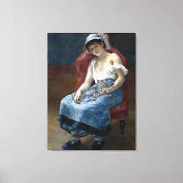 Renoir Slapen Meisje Met Kat Klassieke Kunst Canvas Afdruk