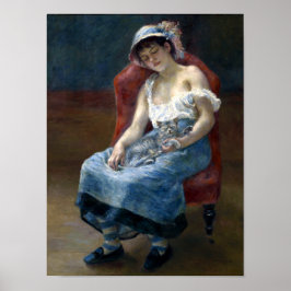 Renoir Slapen Meisje Met Kat Klassieke Kunst Poster
