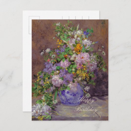 Renoir spring flower bouquet CC0863 Celebrations Uitnodiging Briefkaart (Voorkant / Achterkant)