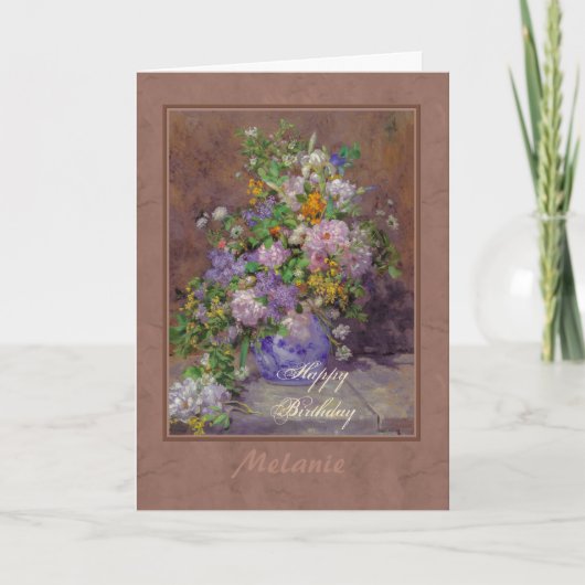 Renoir spring flower bouquet CC0864 Happy Birthday Kaart (Voorkant)