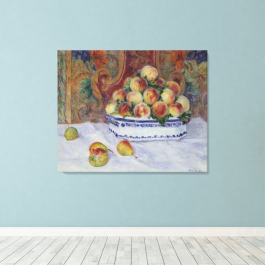 Renoir stille leven met perziken canvas afdruk (Insitu (Houten vloer))