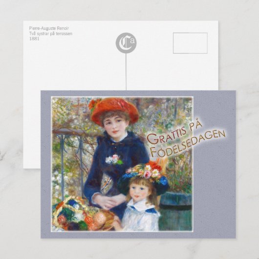 Renoir Två systrar CC0399 Födelsdagskort Briefkaart (Voorkant / Achterkant)
