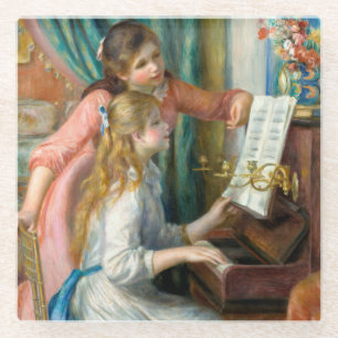 Renoir Twee Meisjes aan de Piano Print Muziek Fijn Glazen Onderzetter