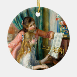 Renoir Twee Meisjes aan de Piano Print Muziek Fijn Keramisch Ornament