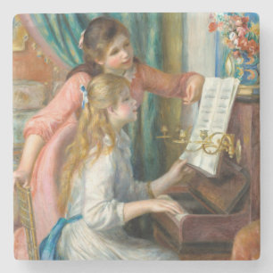 Renoir Twee Meisjes aan de Piano Print Muziek Fijn Stenen Onderzetter