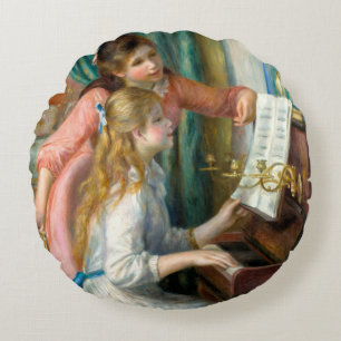 Renoir Twee Meisjes bij de Piano Print Muziek Fijn Rond Kussen