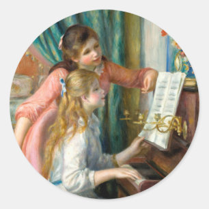 Renoir Twee Meisjes bij de Piano Print Muziek Fijn Ronde Sticker