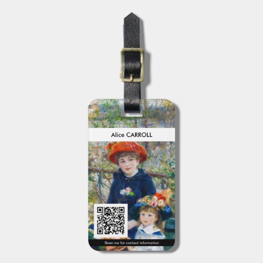 Renoir - Twee zussen op het Terras - QR-code Bagagelabel (Voorkant verticaal)