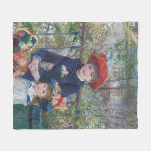 Renoir Twee Zusters Terras Frans Impressionisme Fleece Deken (Voorkant (Horizontaal))