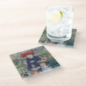 Renoir Twee Zusters Terras Frans Impressionisme Glazen Onderzetter (Schuin)