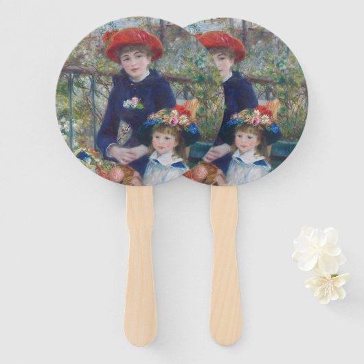 Renoir Twee Zusters Terras Frans Impressionisme Handwaaier (Voorkant en achterkant)