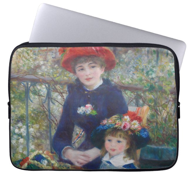 Renoir Twee Zusters Terras Frans Impressionisme Laptop Sleeve (Voorkant)