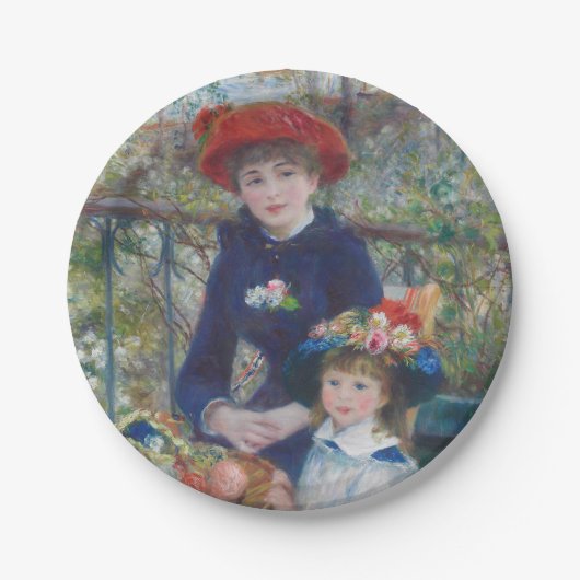 Renoir Twee Zusters Terras Frans Impressionisme Papieren Bordje (Voorkant)