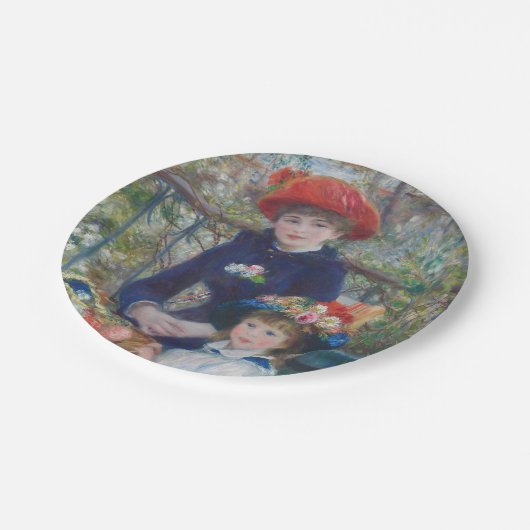 Renoir Twee Zusters Terras Frans Impressionisme Papieren Bordje (Gekanteld)