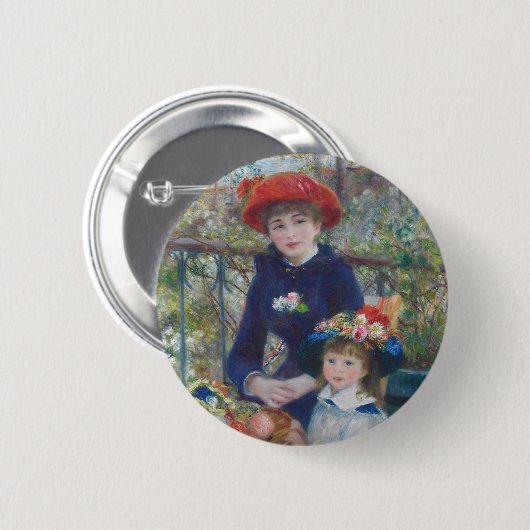 Renoir Twee Zusters Terras Frans Impressionisme Ronde Button 5,7 Cm (Voorkant /achterkant)