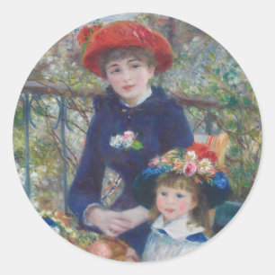 Renoir Twee Zusters Terras Frans Impressionisme Ronde Sticker