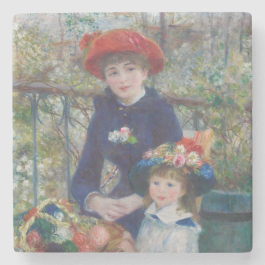 Renoir Twee Zusters Terras Frans Impressionisme Stenen Onderzetter (Voorkant)