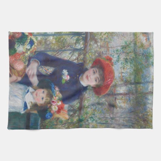 Renoir Twee Zusters Terras Frans Impressionisme Theedoek (Horizontaal)