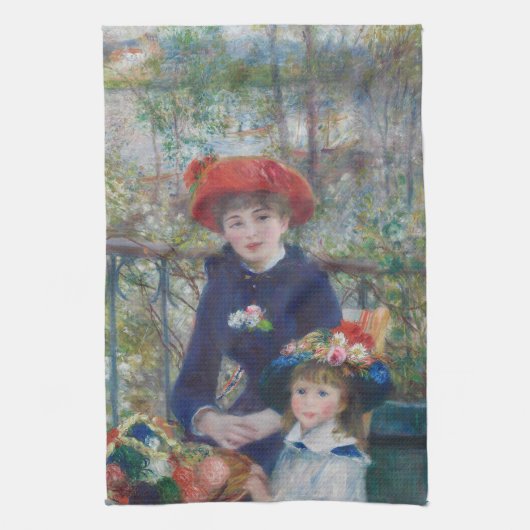 Renoir Twee Zusters Terras Frans Impressionisme Theedoek (Verticaal)