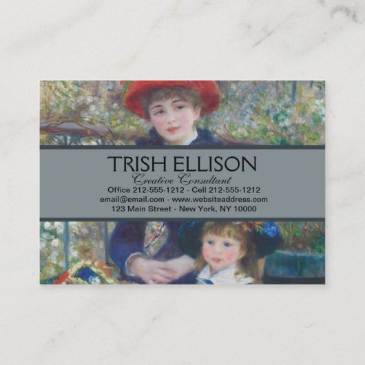 Renoir Twee Zusters Terras Frans Impressionisme Visitekaartje (Achterkant)