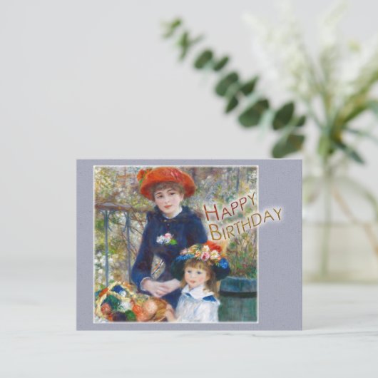 Renoir Two sisters CC0398 Birthday Briefkaart (Staand voorkant)