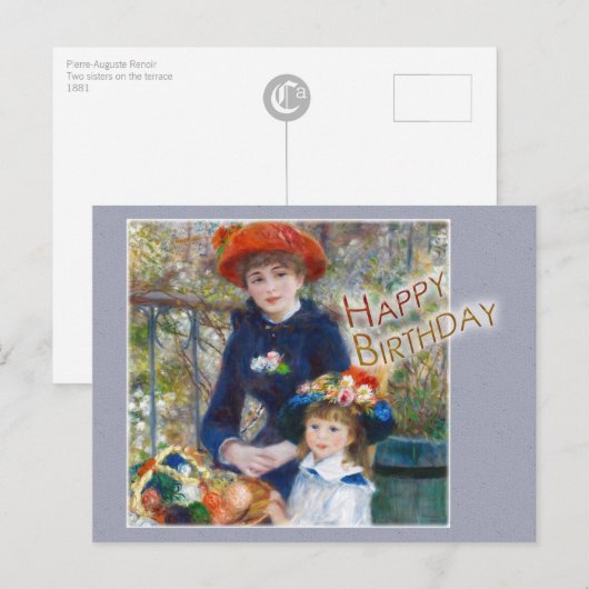 Renoir Two sisters CC0398 Birthday Briefkaart (Voorkant / Achterkant)