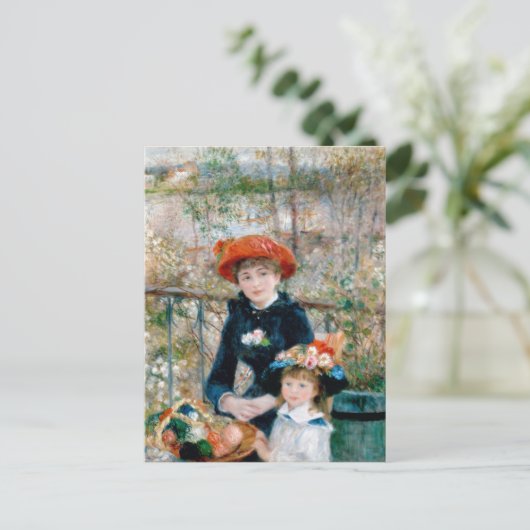 Renoir Two Sisters on Terrace  Fine Art Briefkaart (Staand voorkant)