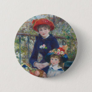 Renoir Two Sisters Terrace Frans Impressionisme Ronde Button 5,7 Cm