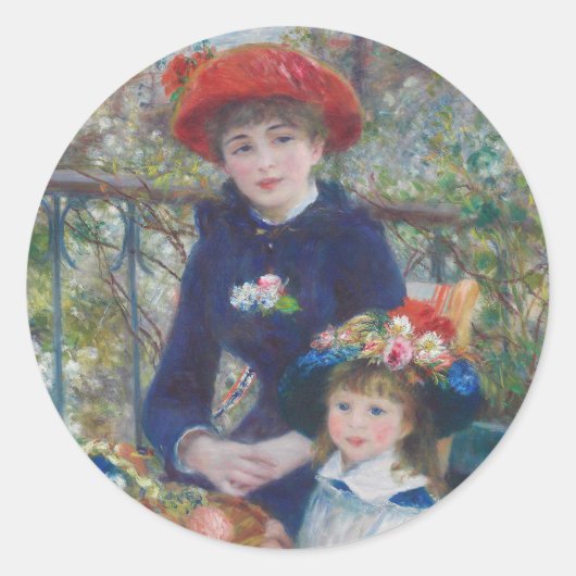 Renoir Two Sisters Terrace Frans Impressionisme Ronde Sticker (Voorkant)