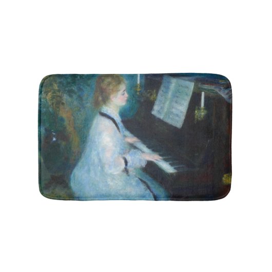 Renoir Vrouw aan de Piano Vintage Impressionist Badmat (Voorkant)