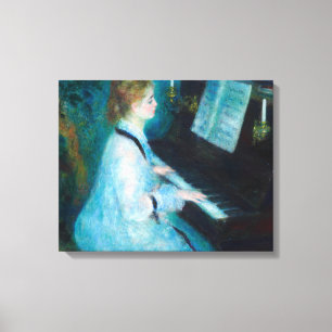 Renoir Vrouw aan de Piano Vintage Impressionist Canvas Afdruk