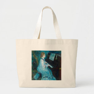 Renoir Vrouw aan de Piano Vintage Impressionist Grote Tote Bag