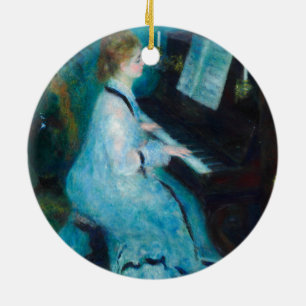 Renoir Vrouw aan de Piano Vintage Impressionist Keramisch Ornament