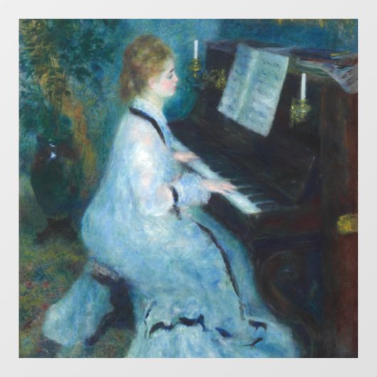 Renoir Vrouw aan de Piano Vintage Impressionist Raamsticker (Vel)