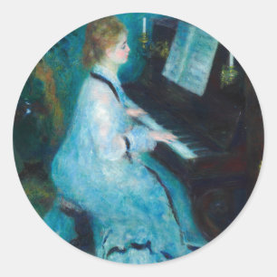 Renoir Vrouw aan de Piano Vintage Impressionist Ronde Sticker