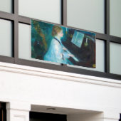 Renoir Vrouw aan de Piano Vintage Impressionist Spandoek (Buitenkant Gebouw)