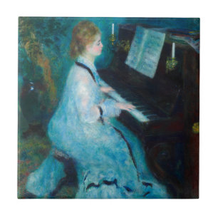 Renoir Vrouw aan de Piano Vintage Impressionist Tegeltje