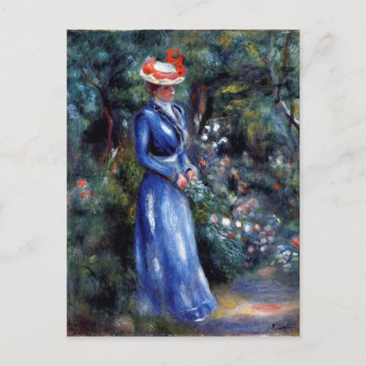 Renoir - Vrouw in een Blauwe Dress Briefkaart (Voorkant)