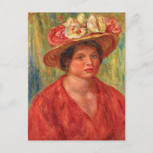 Renoir - Vrouw in een Pet met bloemen Briefkaart