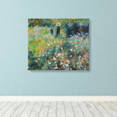Renoir - Vrouw met een Parasol in een Tuin Canvas Afdruk (Insitu (Houten vloer))