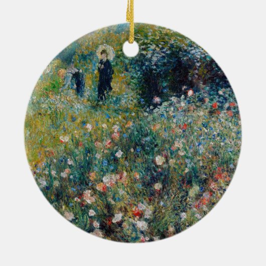 Renoir - Vrouw met een Parasol in een Tuin Keramisch Ornament (Achterkant)