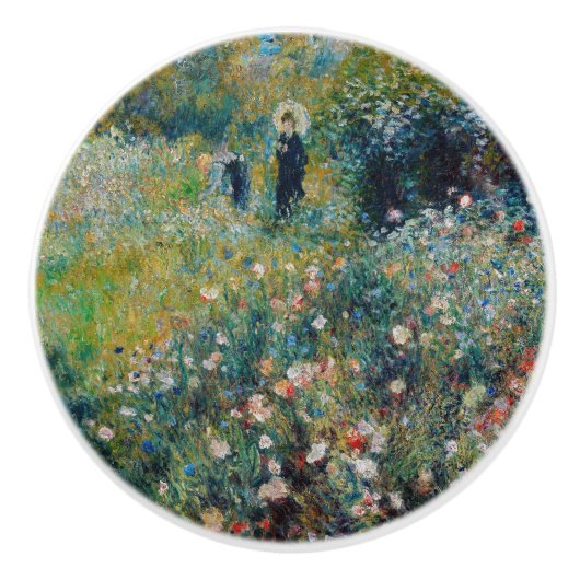 Renoir - Vrouw met een Parasol in een Tuin Keramische Knop (Voorkant)